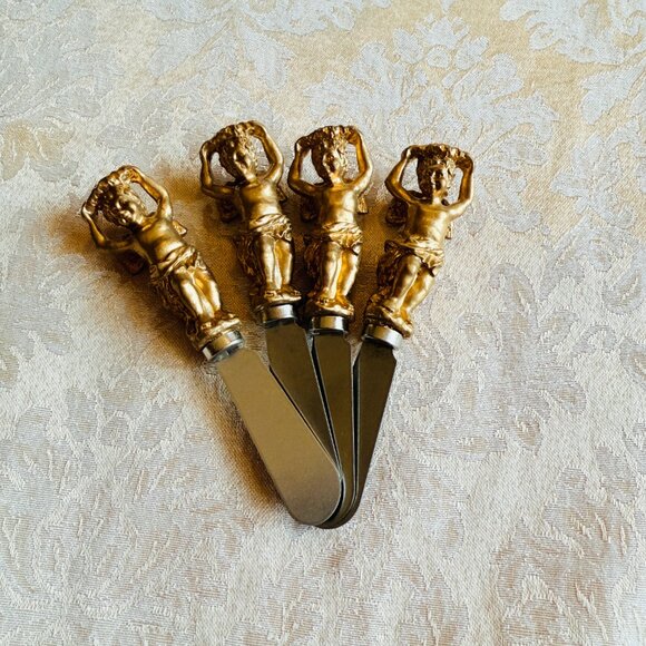Vintage Gold Cherub Cheese Spreaders NWOT - Picture 6 of 14